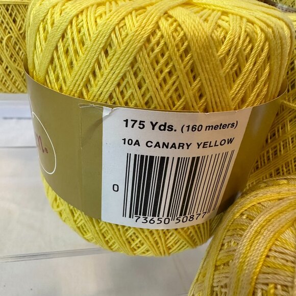 Crochet Thread 6 Spools Yellow J&P Coats Knit-Cro-Sheen Smoke & Pet Free Vintage - Picture 3 of 10